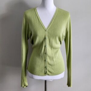 Gap Cardigan Sweater Womens Medium Apple Green Cotton Feminine Y2K Fall Dainty